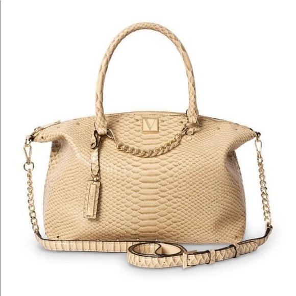 Victoria's Secret Handbags - Victoria’s Secret | The Victoria Slouchy Satchel- sand python